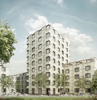 Studentenwohnheim Silbermannpark, Augsburg - Außenaufnahme
